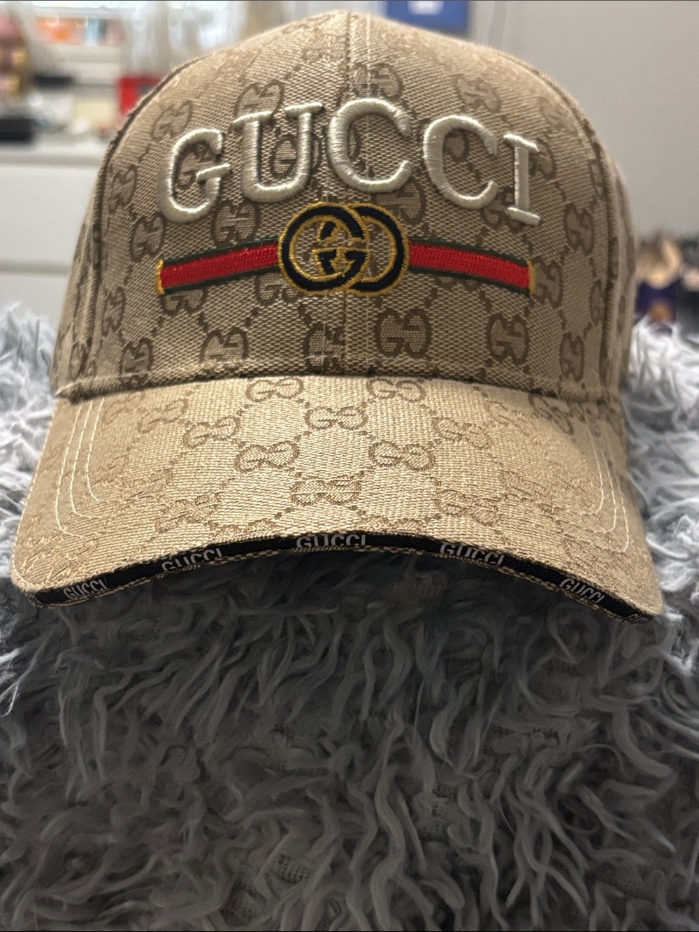 Unisex Gucci Beige & Brown Monogram Hat